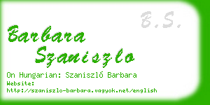 barbara szaniszlo business card
